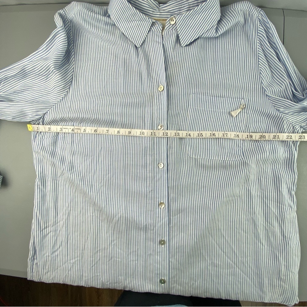 Chico's stripe blue white easy shirt button down long sleeve collared NWT - Picture 11 of 15